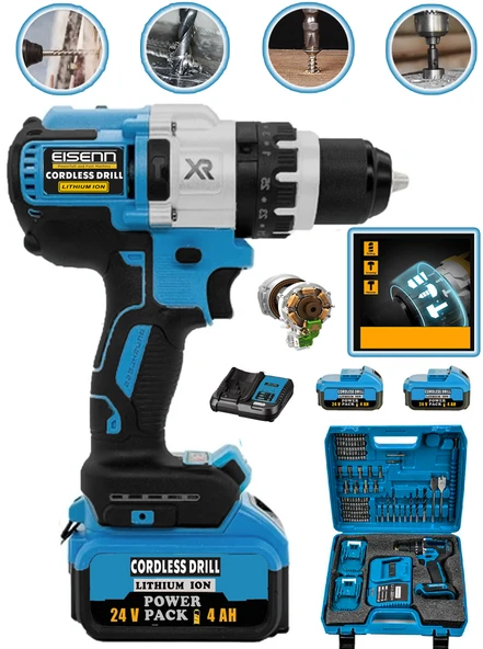 EISENN Germany Technology XR Blue Wıbratıon Metal Şanzıman BL Motor Vidalama Matkap Set Hediyeli - 2