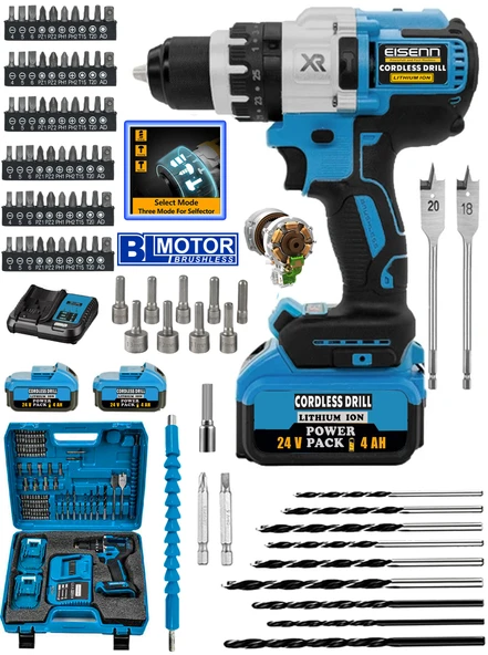 EISENN Germany Technology XR Blue Wıbratıon Metal Şanzıman BL Motor Vidalama Matkap Set Hediyeli