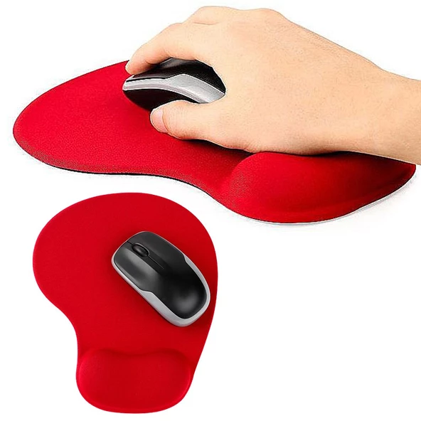 Bilek destekli mouse pad kaydırmaz tabanlı mouse pad kırmızı - 3