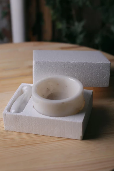 Mermer Havan Seti Büyük Boy Doğaltaş Mermer Havan Seti 12 x 9 Cm - 3