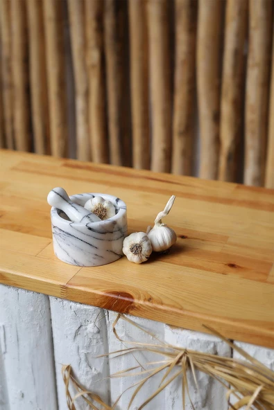 Mermer Havan Seti Büyük Boy Doğaltaş Mermer Havan Seti 12 x 9 Cm - 8