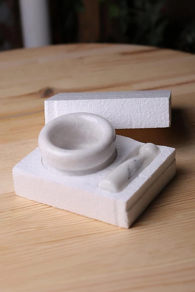 Mermer Havan Seti Orta Boy Doğaltaş Mermer Havan Seti 9 x 7 Cm - 3