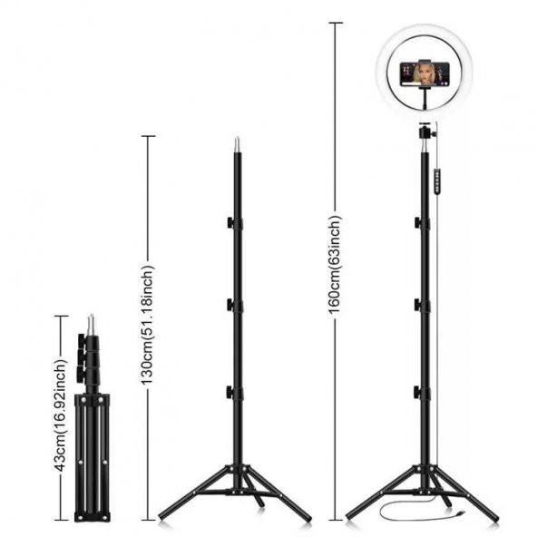 Işıklı Tripod Telefon Tutucu Ring Light RGB-26 - 3