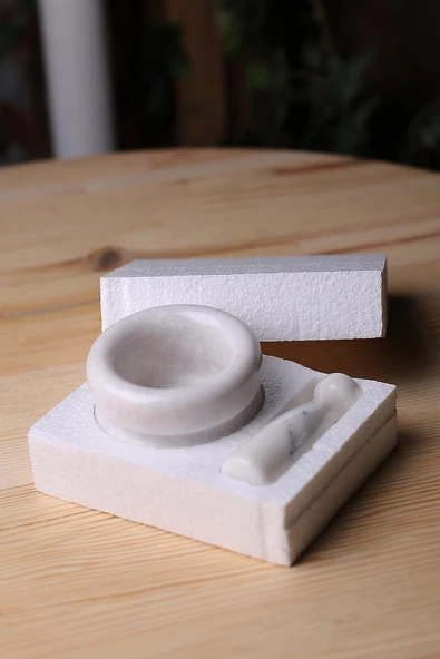 Mermer Havan Seti Orta Boy Doğaltaş Mermer Havan Seti 9 x 7 Cm - 9