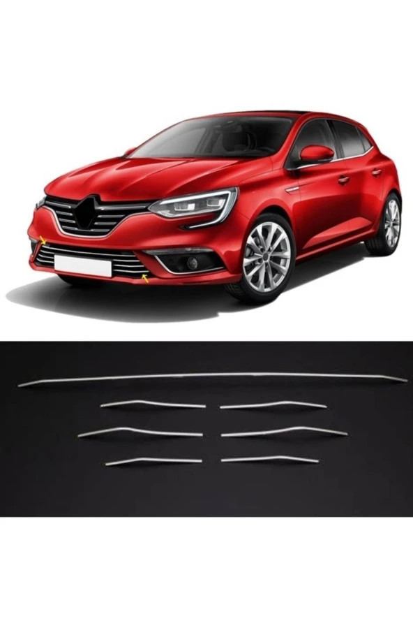 Renault Megane 4 Krom Ön Tampon Alt Çıta 7 Prç. P.Çelik 2015-2020 ürün görseli 1