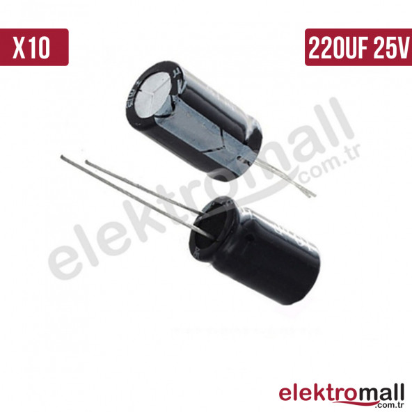 220UF 25V Elektrolitik Kondansatör 6x12mm - 10 Adet