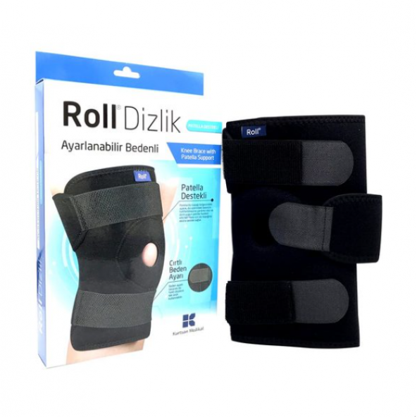 Roll Patella Destekli Ayarlanabilir Bedenli Cırtlı Dizlik