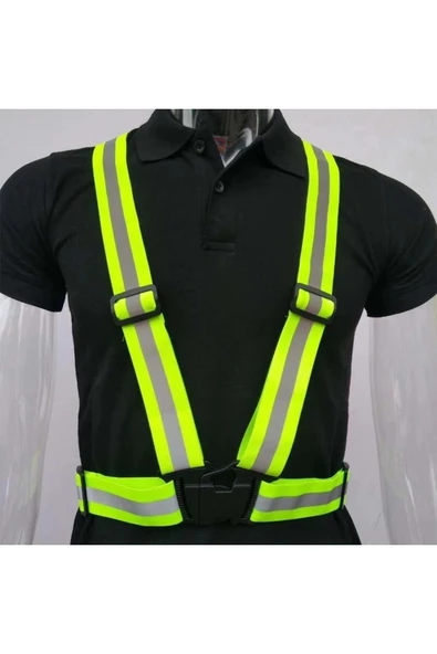 Yüksek Görünürlüklü Reflektörlü Ayarlanabilir Yeşil Motosiklet Kemeri Reflektörlü Yeni Yasaya Uygun - Resim 2