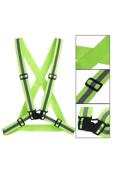 Yüksek Görünürlüklü Reflektörlü Ayarlanabilir Yeşil Motosiklet Kemeri Reflektörlü Yeni Yasaya Uygun - Resim 4