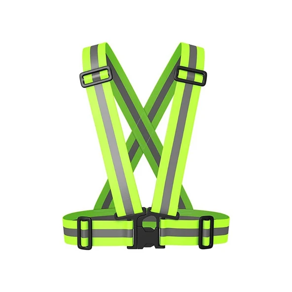 Yüksek Görünürlüklü Reflektörlü Ayarlanabilir Yeşil Motosiklet Kemeri Reflektörlü Yeni Yasaya Uygun - Resim 6