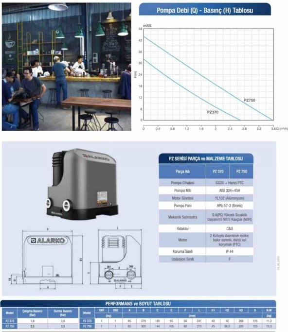 Alarko PZ 750 - 1 HP - 220 V Kabinli Paket Hidrofor - 3