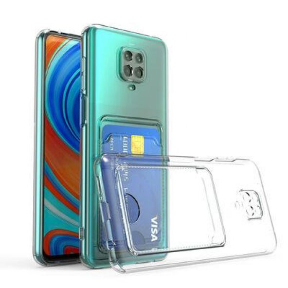 Xiaomi Redmi Note 9 Pro Kılıf Kartlıklı Şeffaf Setra Clear Silikon Kapak