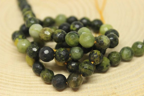 Peridot (Zebercet) Taşı Koyu Renk Faset Kesim 6mm/5 adet (23160-1) - 2