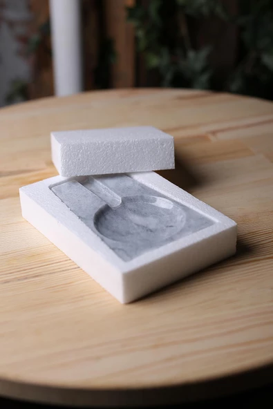 Mermer Kaşıklık Dekoratif Doğaltaş Kirli Kaşıklık Kepçelik Kaşık Standı - 6