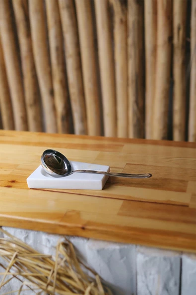 Mermer Kaşıklık Dekoratif Doğaltaş Kirli Kaşıklık Kepçelik Kaşık Standı - 2