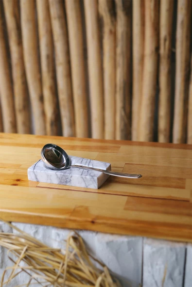 Mermer Kaşıklık Dekoratif Doğaltaş Kirli Kaşıklık Kepçelik Kaşık Standı - 8