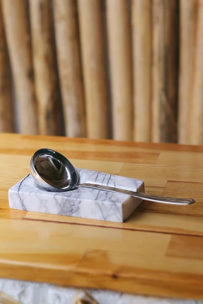 Mermer Kaşıklık Dekoratif Doğaltaş Kirli Kaşıklık Kepçelik Kaşık Standı - 7