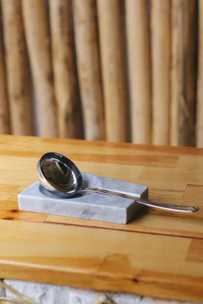 Mermer Kaşıklık Dekoratif Doğaltaş Kirli Kaşıklık Kepçelik Kaşık Standı - 4