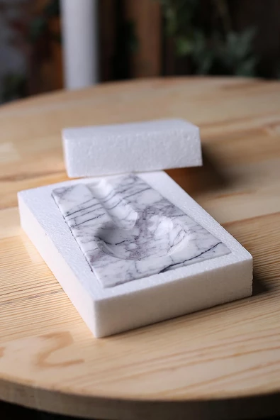 Mermer Kaşıklık Dekoratif Doğaltaş Kirli Kaşıklık Kepçelik Kaşık Standı - 3