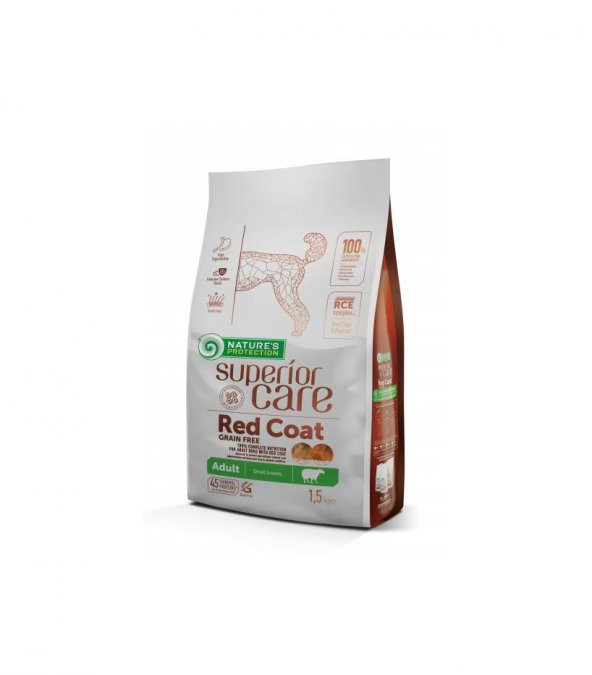 Natures Protection Tahılsız 45 Hayvansal Proteinli Kuzu Etli Küçük Irk Kızıl Köpek Maması 1.5 Kg