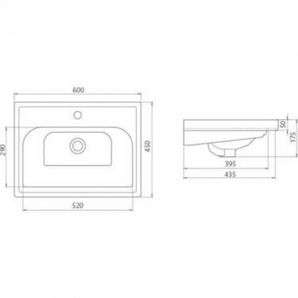 Turkuaz Cerastyle Frame Etajer Uyumlu Damlalıklı Lavabo  60x45 cm - 3