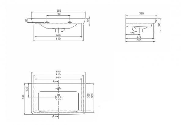 Turkuaz Cerastyle Porto Etajer Uyumlu Lavabo 65 38 cm - 2