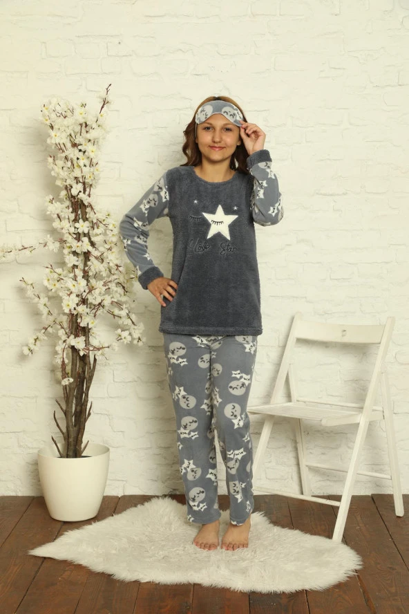Kız Çocuk Cepli Polar Pijama Takımı 2084