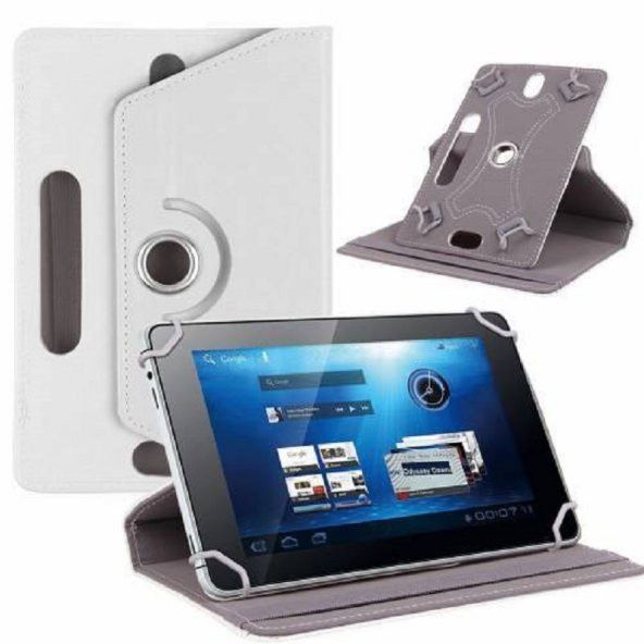 Vestel V Tab 7 Lite II 7" tablet Dönebilen Standlı Tablet Kılıfı - Beyaz - 2