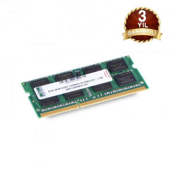 Ramtech 8GB DDR3 1600MHz INTEL ve AMD İşlemcilere Uyumlu 1.5 V Notebook Ram