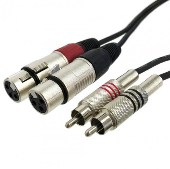 2x XLR Dişi to 2x RCA Erkek Kablo 3 Metre