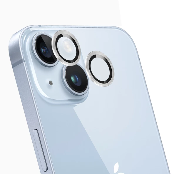 iPhone 14 / 14 Plus Kamera Lens Koruyucu Cam Metal Kenarlı 2li Set - 6