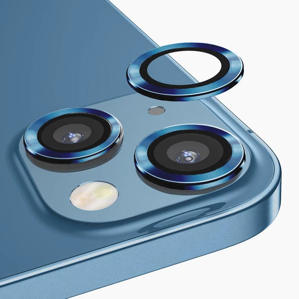 iPhone 14 / 14 Plus Kamera Lens Koruyucu Cam Metal Kenarlı 2li Set - 2