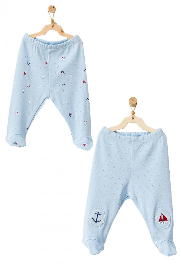 Andywawa Erkek Bebek Gemi Temalı Mavi 2li Pantolon Takımı AC21604Rep
