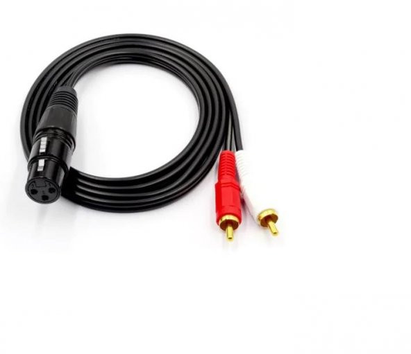 XLR Gold Dişi - 2 RCA Erkek Kablo 3 Metre