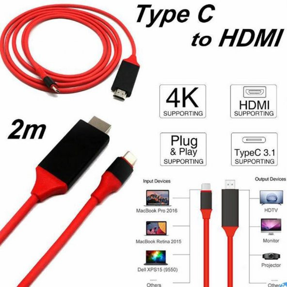 Valore Usb-C - HDMI Dönüştürücü Kablo (Samsung S8/S9/S10)