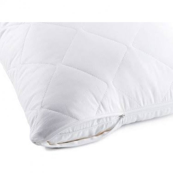 Kapitoneli Sıvı Geçirmez Yastık Alezi Yastık Koruyucu Yastık Kılıfı  Pamuklu Beyaz50x70 Cm Ebatında - 7