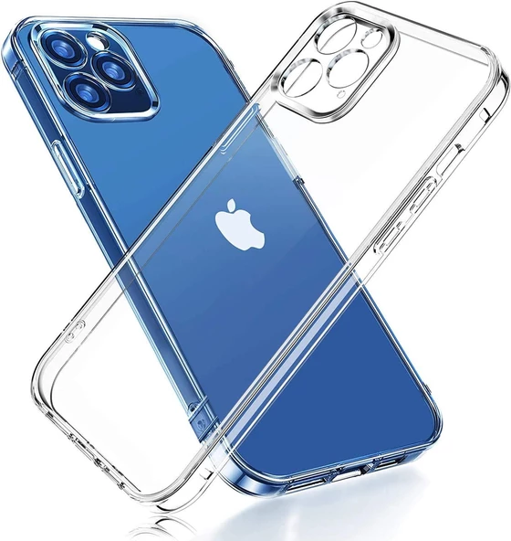 Vendas Apple iPhone 14 Pro Uyumlu (14 Pro) Fora Serisi Kamera Korumalı Şeffaf Silikon Kılıf + Cam Ekran Koruyucu