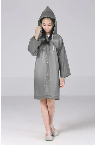 Eva Bordo Pratik Trend Çocuk Yağmurluğu Unisex 8- 12 Yaş Gri Standart - 2