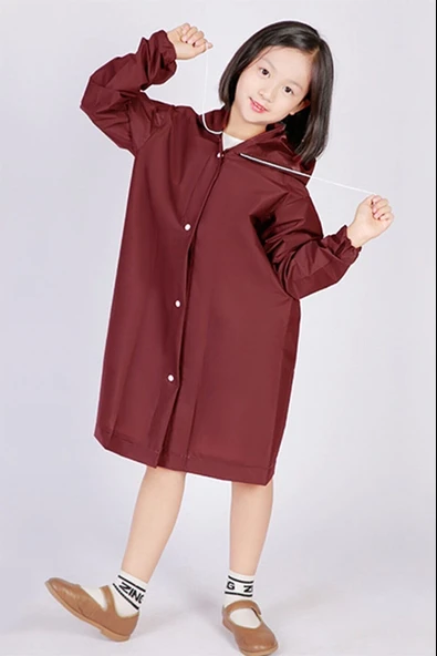 Eva Bordo Pratik Trend Çocuk Yağmurluğu Unisex 8- 12 Yaş  Pembe Standart - 7
