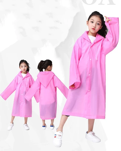 Eva Bordo Pratik Trend Çocuk Yağmurluğu Unisex 8- 12 Yaş  Pembe Standart - 2