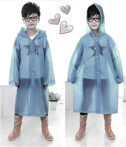 Eva Bordo Pratik Trend Çocuk Yağmurluğu Unisex 8- 12 Yaş  Gri Standart - 5
