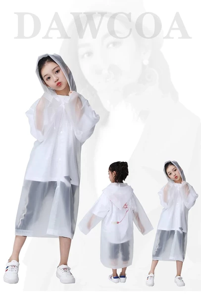 Eva Bordo Pratik Trend Çocuk Yağmurluğu Unisex 8- 12 Yaş  Beyaz Standart - 2