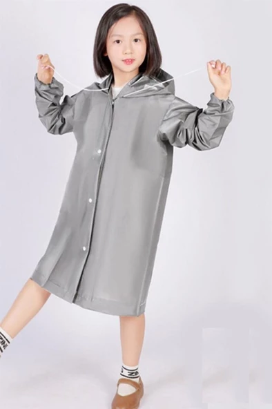 Eva Bordo Pratik Trend Çocuk Yağmurluğu Unisex 8- 12 Yaş  Gri Standart - 3