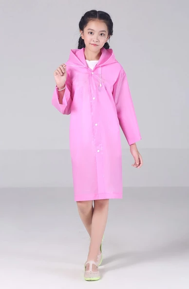Eva Bordo Pratik Trend Çocuk Yağmurluğu Unisex 8- 12 Yaş Pembe Standart - 3
