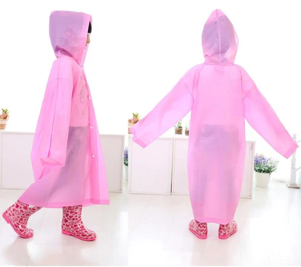 Eva Bordo Pratik Trend Çocuk Yağmurluğu Unisex 8- 12 Yaş Pembe Standart - 5