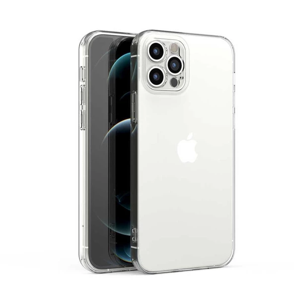 Vendas iPhone 12 Pro Uyumlu Fora Serisi Kamera Korumalı Şeffaf Silikon Kılıf + Cam Ekran Koruyucu - 5