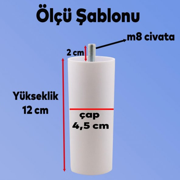 Gizli Mobilya Kanepe Sehpa TV Ünitesi Koltuk Orta Destek Ayağı 12 cm Beyaz Baza Ayak - 3