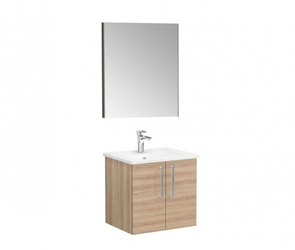 Vitra Root Flat 60 cm Meşe Kapaklı Aynalı Banyo Dolabı Takımı