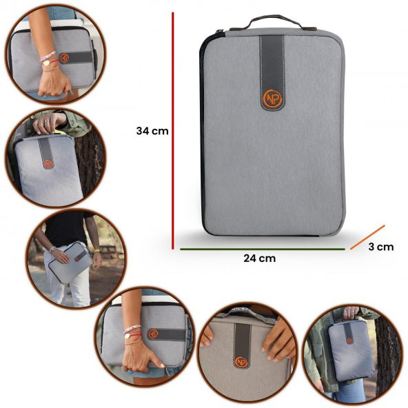 NPO Ace 13" Notebook & Tablet Kılıfı/Çantası-Açık Gri - 4