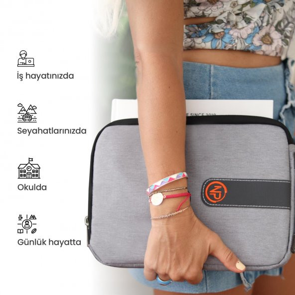 NPO Ace 13" Notebook & Tablet Kılıfı/Çantası-Açık Gri - 5